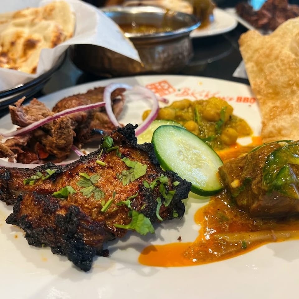 BK Khan BBQ barbecue plate with bread and sides